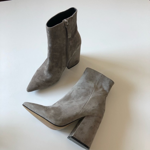 grey block heel booties